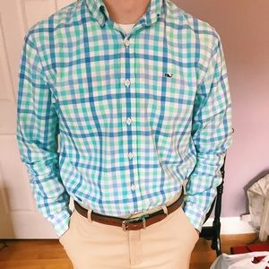 Youth button down plaid Vineyard Vines shirt
